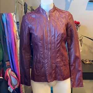 Maroon leather jacket